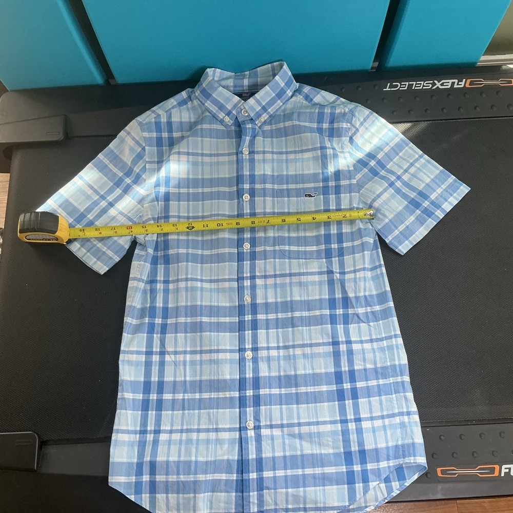 Vineyard Vines by Shep & Ian Men's Size Xs-short Sleeve Button Down-blue&white - Picture 1 of 4